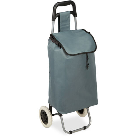 Relaxdays Einkaufstrolley klappbar, Abnehmbare Tasche 28 L, Einkaufswagen mit Rollen HxBxT: 92,5 x 42 x 28 cm, grau