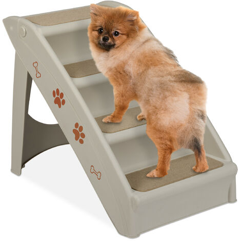  Escalier pour chiens 4 marches,chiots et chats, lit, sofa, auto,échelle jusqu'à 100 kg, 49x39x61cm,gris