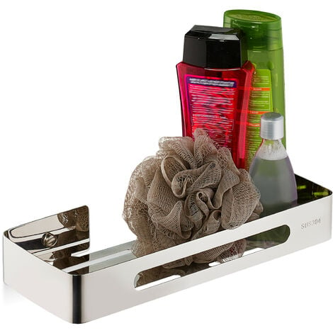 Schulte estante de ducha autoadhesiva, sin taladrar, 23 x 23 x 3,5 cm,  aspecto de acero inoxidable, almacenamiento para la ducha