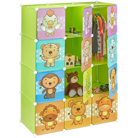 Armario Modular Infantil de 12 Cubos Estantería infantil Organizador  Modular para Niños 111x37x147cm Rosado
