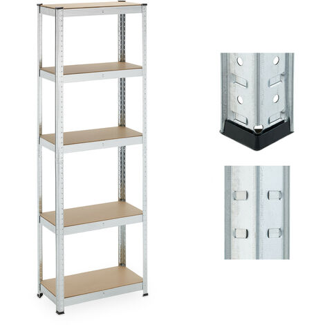 Relaxdays – Étagère à charge lourde 180 x 60 x 30 cm – Acier galvanisé – Charge max 500 kg – 5 niveaux réglables – Montage sans vis