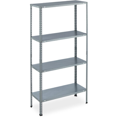 Relaxdays – Étagère à charge lourde galvanisée – Lot de 2 – Dimensions 145x75,5x30 cm – 4 niveaux – Charge max 160 kg – Acier zingué argenté