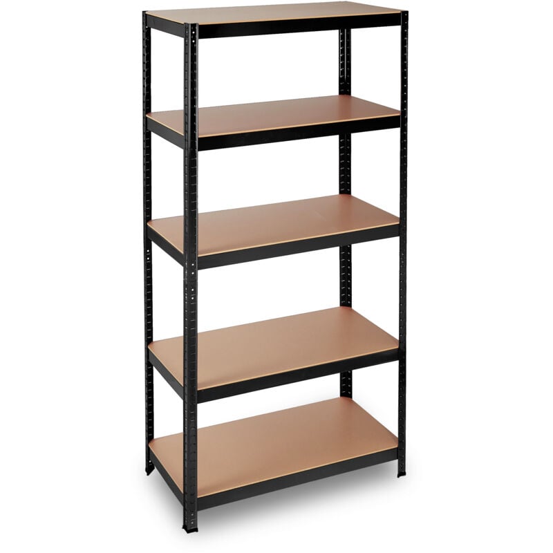 Lot de 2 étagère charge lourde, Meuble 5 niveaux, Cave charge 875 kg, garage, 180x90x45 cm, acier, mdf, noir