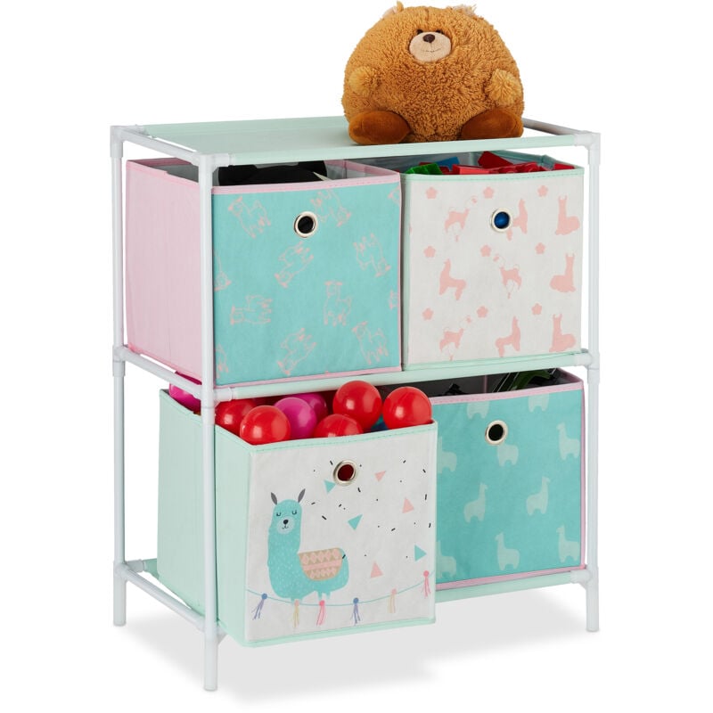 Relaxdays - Etagère enfant boîtes superposées, rangement jouets, design Lama, pour chambre d'enfant, 62x53x30 cm, coloré
