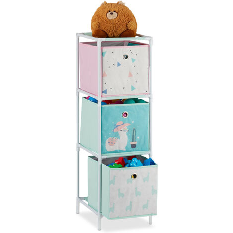   Etagère enfant avec boîtes,rangement de jouets,Fillette,Lama,meuble chambre d'enfants,coloré HlP 89x27,5x30cm