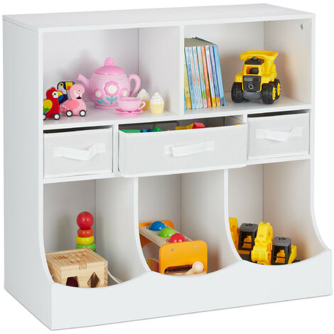   étagère pour enfants pour jouets et livres, HLP : 75 x 80 x 40 cm, 8 compartiments, filles et garçons, meuble jeux, blanc