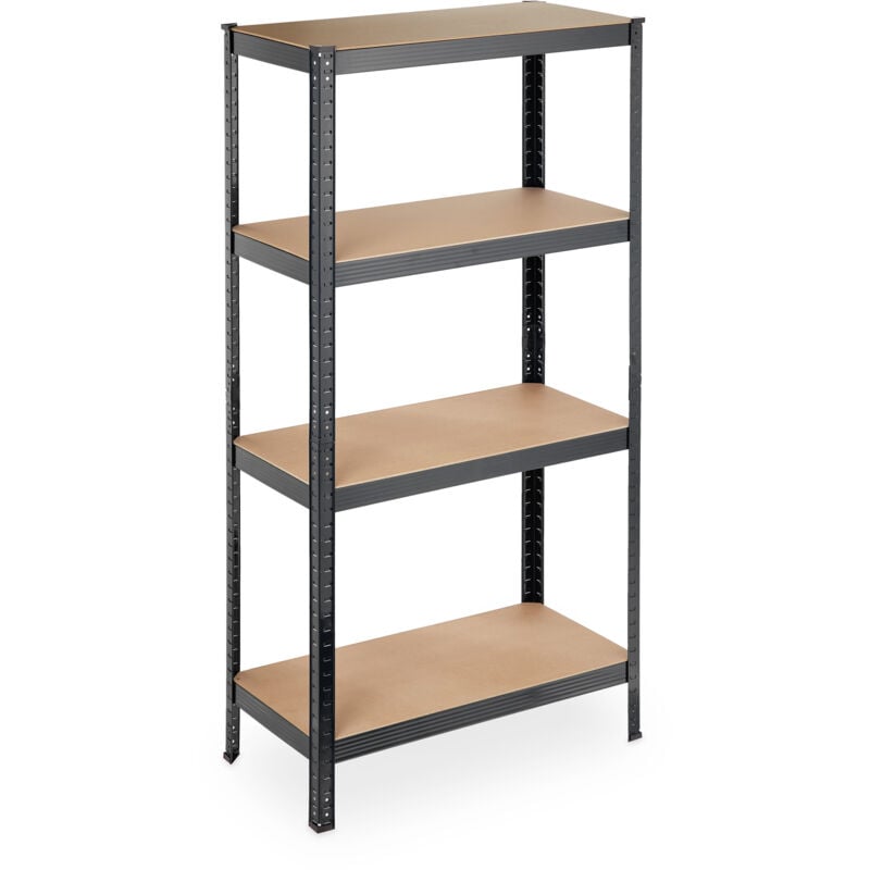 Etagère charge lourde, Lot de 2, 4 niveaux, 157 x 80 x 41 cm, 280 kg capacité max., pour garage, cave, noire - Relaxdays