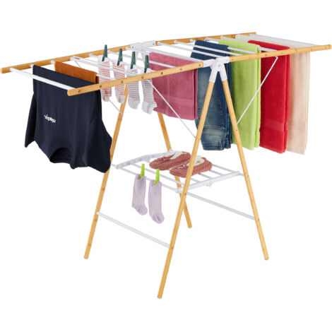 Étendoir à Linge Accordéon en Bambou Black 7m Naturel