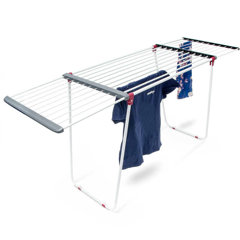 Extendible Clothes Drying Rack Clothing Stand Steel Laundry Holder Steel approx 2m Long - Relaxdays