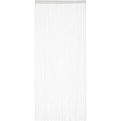 Relaxdays Fadenvorhang weiß, kürzbar, mit Tunneldurchzug, für Türen & Fenster, waschbar, Fadengardine, 90x245 cm, white
