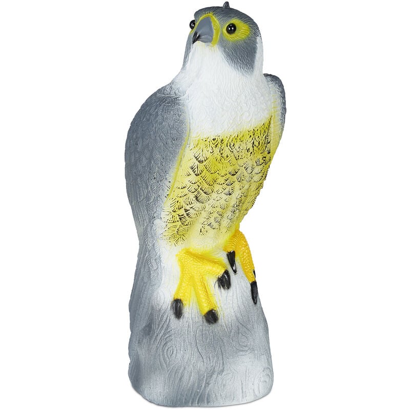 Relaxdays - Bird Deterrent, Scarecrow, Falcon, Hang Up in Garden, Plastic Hawk Decoy, Balcony, Pigeon Repellent, Grey