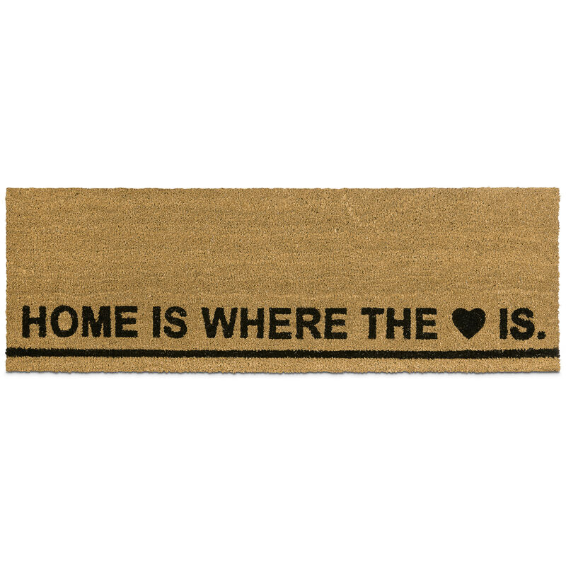 

Relaxdays - – Felpudo extra ancho para la entrada del hogar, 1.5 x 40 x 120 cm, Fibra de coco y PVC, HOME IS WHERE THE HEART IS, antideslizante,