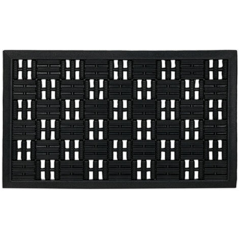 Relaxdays Felpudo Goma, 45x75cm, Enrejado, Antideslizante, Resistente a Intemperie, Pinchos, Interior y Exterior, Negro