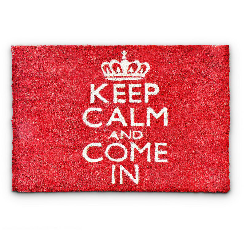 

– Felpudo “KEEP CALM AND COME IN” para la entrada de su hogar hecho de fibras de coco y PVC con medidas 40 x 60 cm antideslizante elemento