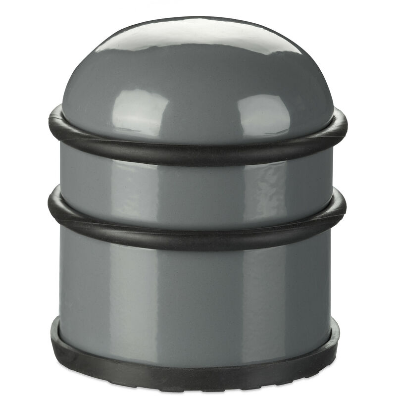 Relaxdays - Door Stopper, for Doors & Windows, Stainless Steel & Rubber, High & Round, Indoor, HxØ: 8.5 x 7 cm, Dark Grey