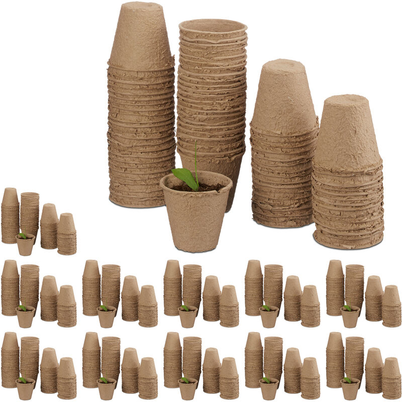 Relaxdays Fibre Plant Pots For Seeds, Seedlings & Cuttings, Pack Of 960, Biodegradable, Round, Cellulose, 6 Cm, Beige