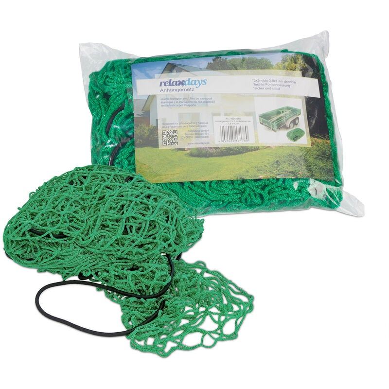 Filet pour remorque ou pick-up 2 x 3 m Couvre chargement charge lourde, vert - Relaxdays