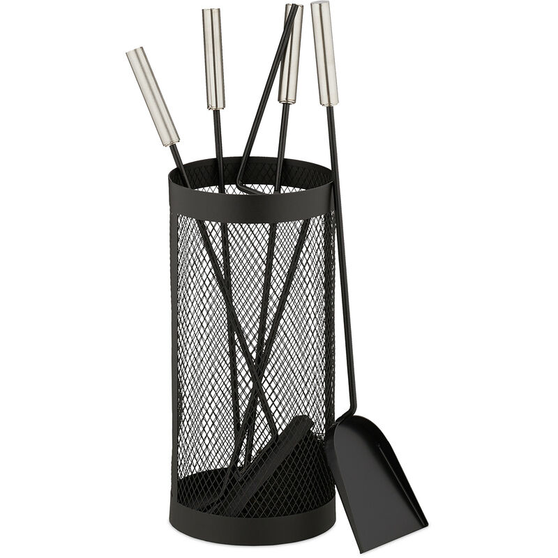 Image of Relaxdays - Fireplace Tool Set, 5-pieces,&hellip;