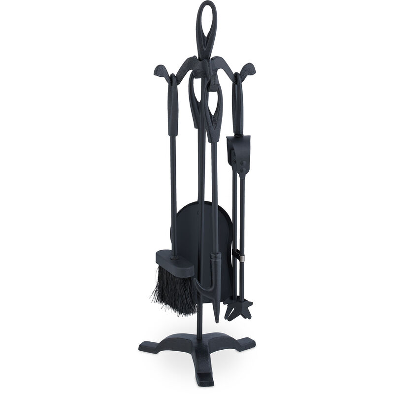 Image of Relaxdays Fireplace Tool Set, 5-pieces, Poker,&hellip;