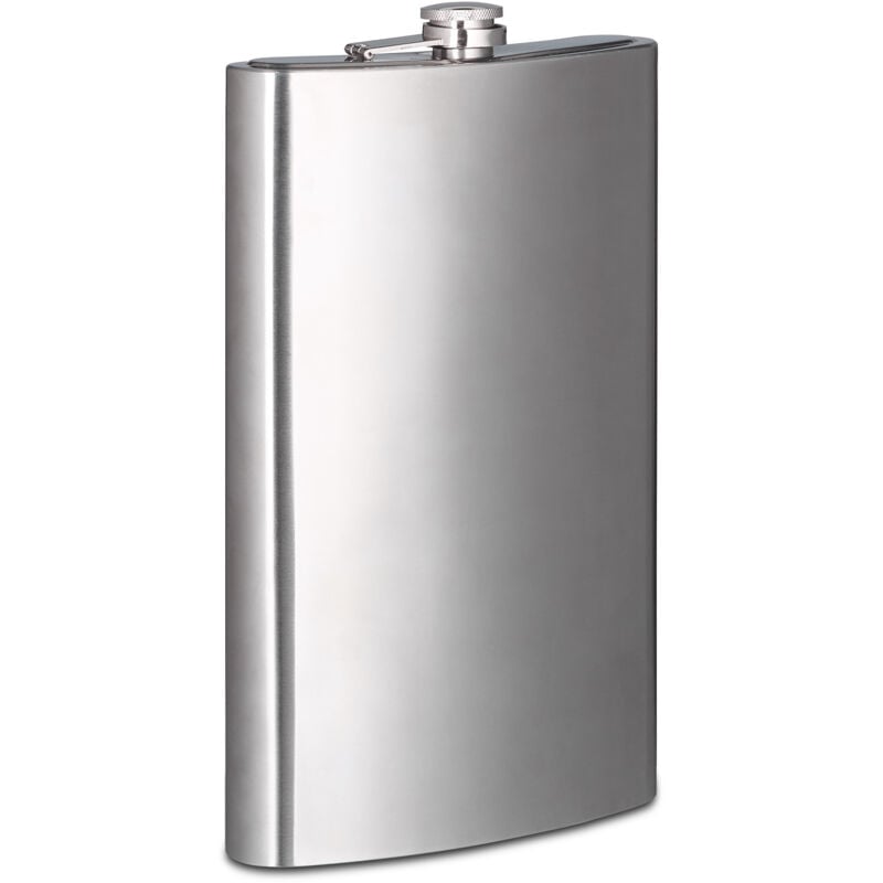 Flasque xxl, lot de 2, en inox, 1,8 litre, cadeau, fête, mariage, fiole, xxl, alcool fort, argenté