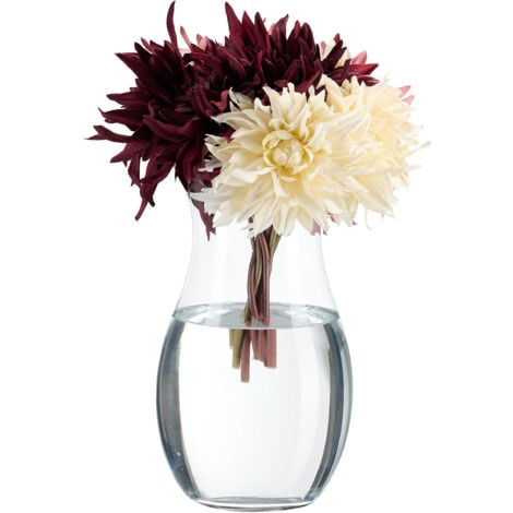 Relaxdays Florero de Cristal, Jarrón Flores, Centro Mesa Grande, Decorativo, Bodas, Eventos, 26 x 15 cm, Transparente