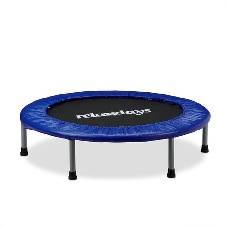 main image of "Relaxdays Foldable Children's Trampoline, Max User Weight: 45 kg, HxWxD: 22 x 91 x 91cm, Blue-Black"