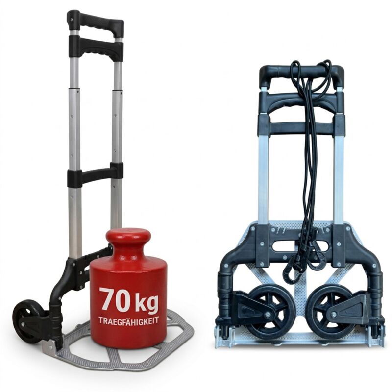 Relaxdays folding sack truck, up to 70 kg, HWD: 98x38x41 cm, with telescopic steel handle, silver/black