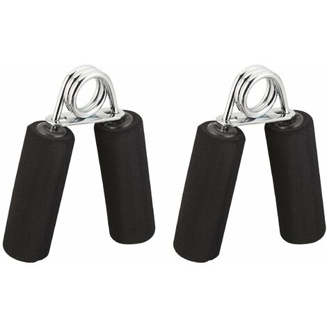 Relaxdays Fortalecedor de Mano, Pack de 2, Ejercitador de Dedos, Gripper, Gomaespuma y Hierro, 12 x 9,5 x 3 cm, Negro