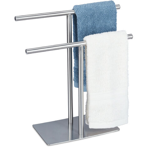 Chromed Towel Stand Towel Rack Relaxdays Towel Holder Freestanding 78 x 46 x 20 cm Silver 2 Rails H x B x D: approx 
