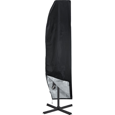 Relaxdays Funda para Sombrilla, Cubierta de Parasol 2 - 4 m, Tejido Oxford Impermeable, Protector para Paraguas, Negro