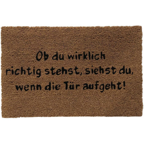 Relaxdays Fußmatte mit Spruch, 60 x 40 cm, Schmutzfangmatte, wetterfest, rutschhemmend, Fußabtreter, Kokos, natur