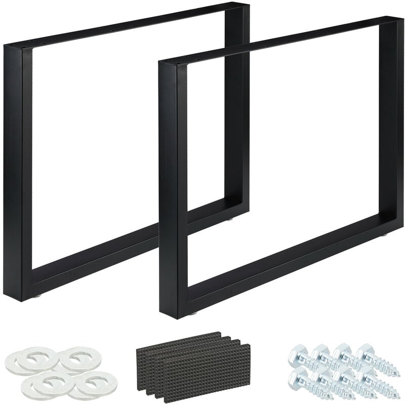 Relaxdays Table Legs set of 2, WxH: 100x72 cm, Metal Table Legs Desk, Dining Table, Coffee Table, Industrial, Black