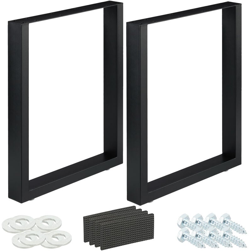 Relaxdays - Table Legs set of 2, WxH: 60x72 cm, Metal Table Legs Desk, Dining Table, Coffee Table, Industrial, Black