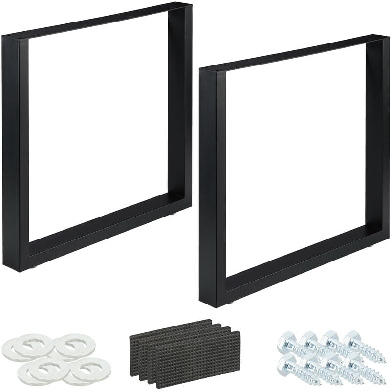 Relaxdays - Table Legs set of 2, WxH: 80x72 cm, Metal Table Legs Desk, Dining Table, Coffee Table, Industrial, Black