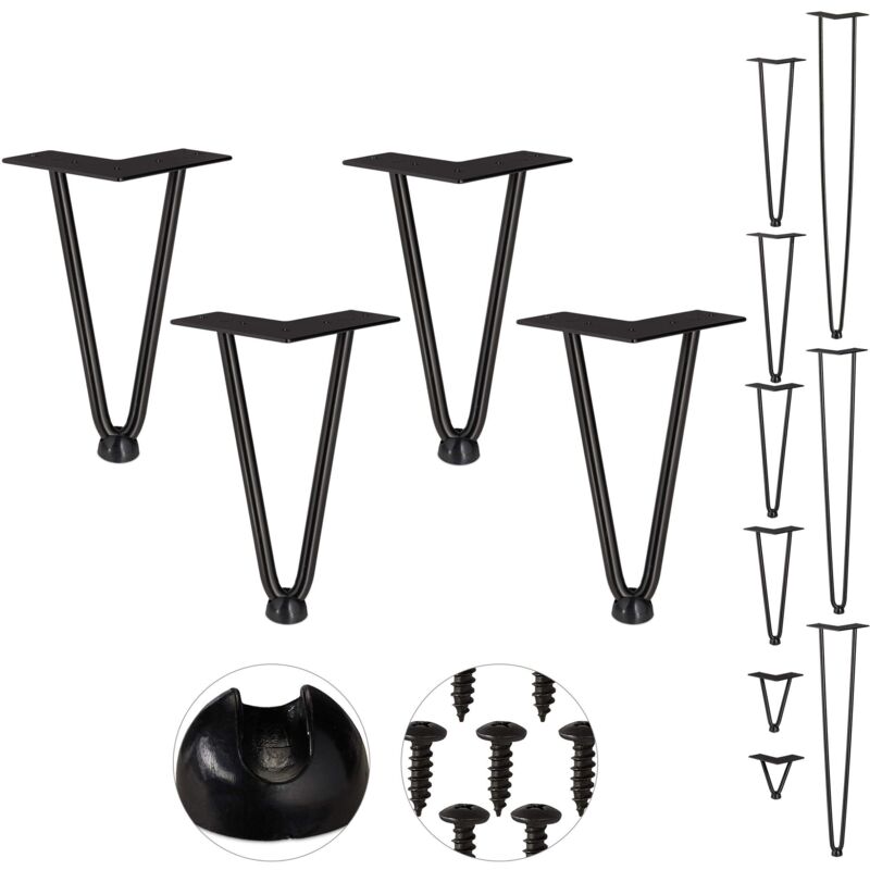 Gambe da Tavolo, Set da 4, 2 Aste, Metallo, Piedi
