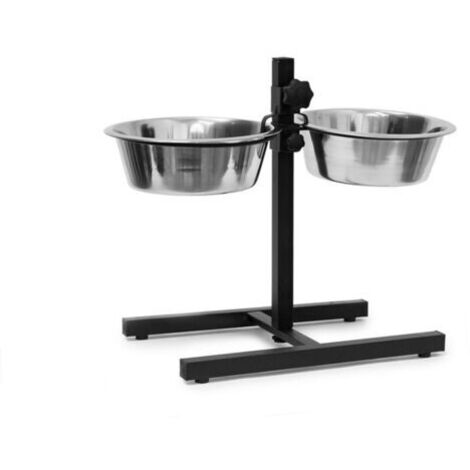 Relaxdays Gamelles pour chiens, 2,2 l, acier inoxydable, HLP 42 x 53 x 26 cm, hauteur réglable, antidérapant, argenté