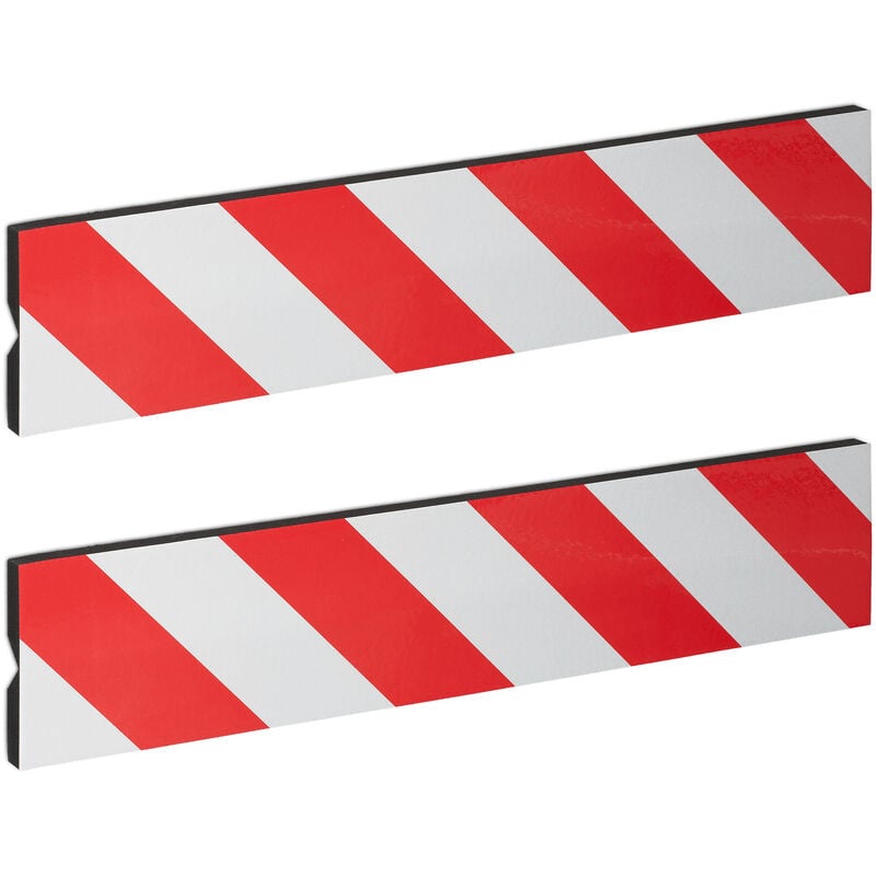 Relaxdays Garage Wall Protector, Set of 2, 50x10 cm, Self-adhesive, Car Door Protection, Door Guard, EVA, Red-White