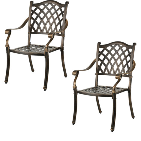 Relaxdays garden chair, with armrests, metal, vintage armchair, HWD: 91 x 63 x 63 cm, garden & balcony, black/bronze