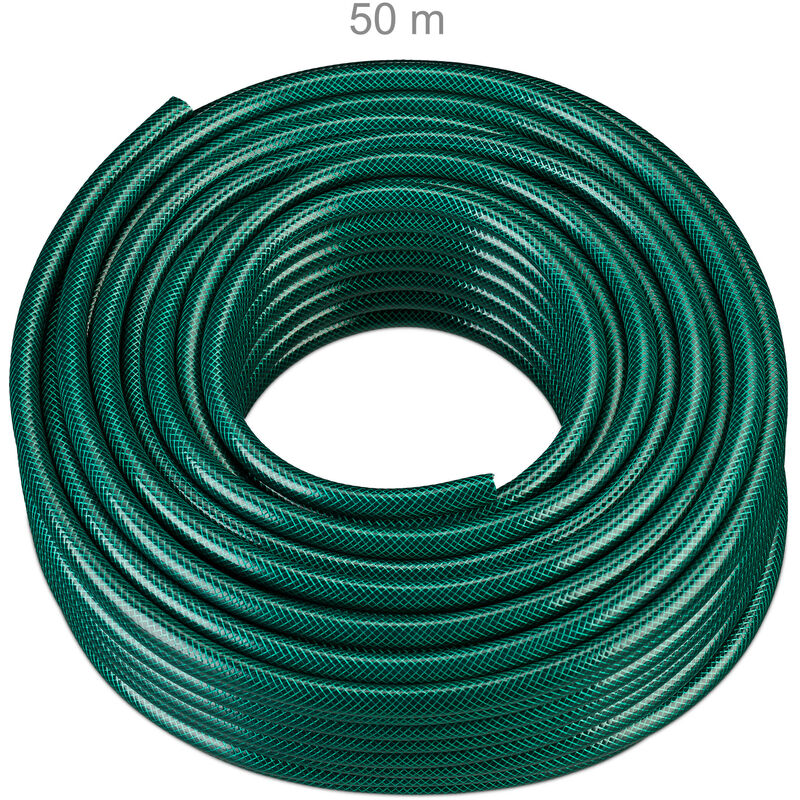 Relaxdays Garden Hose 50m Universal Water Hose Pipe 1 2 Inch Made Of Pp For Watering Flowerbeds Lawn Dark Green 4100254454277