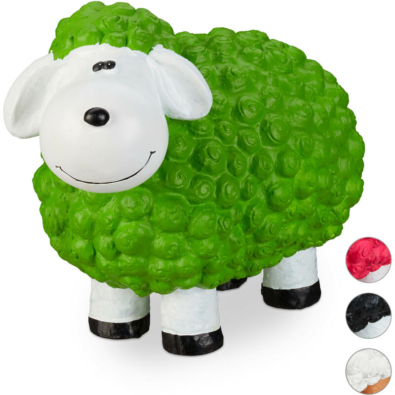 Garden Ornament Sheep, Frost-proof, Weather-proof, Hand-painted Garden Decoration, In-& Outside Use, Green - Relaxdays