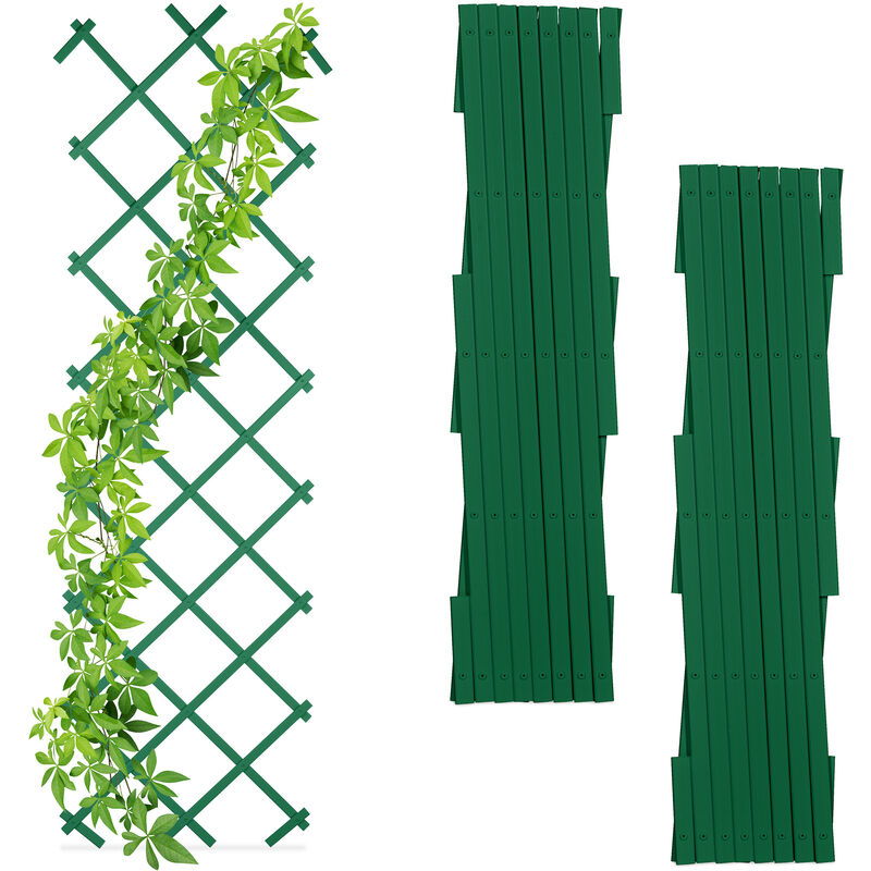 Relaxdays - Garden Trellis, Set of 3, Extendable, Support for Climbing Plants, Patio & Balcony, 180 cm, Plastic, Green