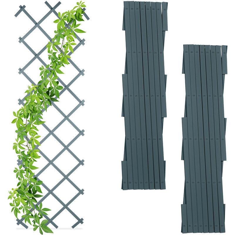 Relaxdays - Garden Trellis, Set of 3, Extendable, Support for Climbing Plants, Patio & Balcony, 180 cm, Plastic, Grey