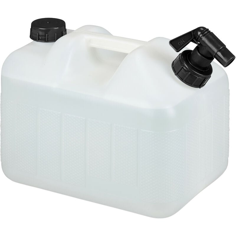 Relaxdays - Jerrican d'eau avec robinet, plastique sans bpa, grande ouverture, poignée, 10 litres, noir et blanc