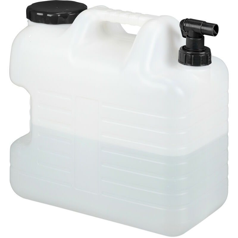 Relaxdays Jerrican d’eau avec robinet, plastique sans BPA, grande ouverture, poignée, 20 litres, noir et blanc
