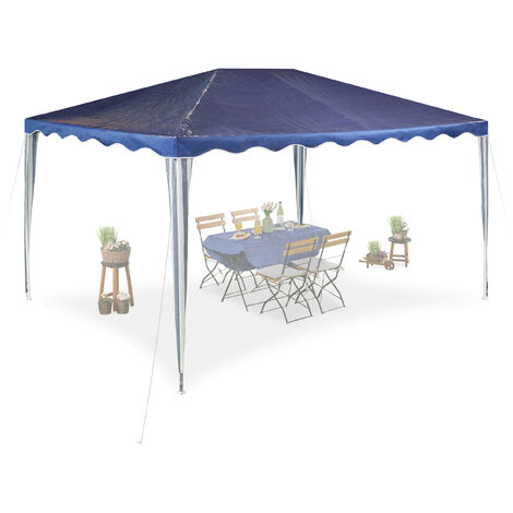 Relaxdays Gazebo, HxWxD: 2.5x3x4 m, Plastic, Steel, Frame, Waterproof, Roof, Garden, Party, Tent, Marquee, Darkblue