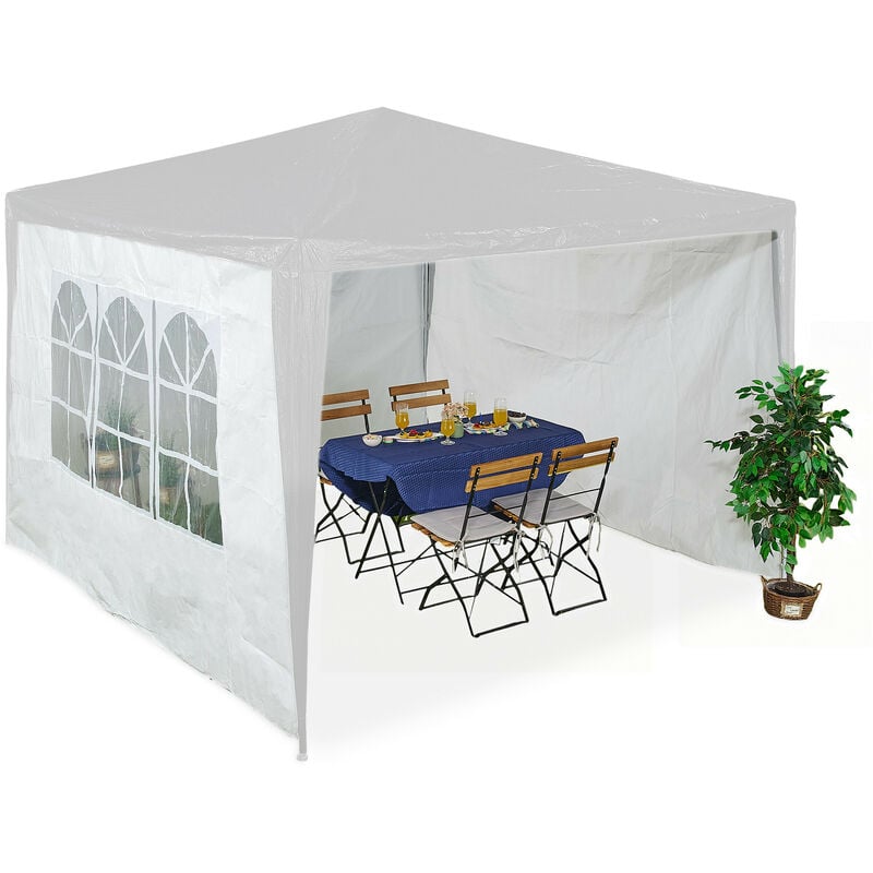 Image of Gazebo Side Panels, 3x Set, 2x3m, Waterproof, Easy Fastener, Party Tent, Plastic, Window, White - Relaxdays