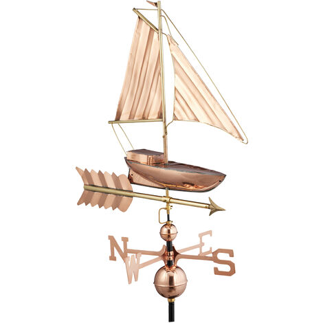girouette bateau, métal, indicateur de direction du vent pour le toit, girouette points cardinaux, cuivre