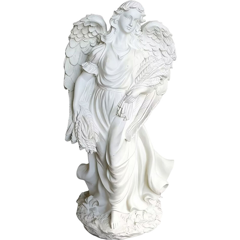 Relaxdays Xxl Grave Angel Ornament, Polyresin, Weather-, Frost- & Uv-resistant, Hxwxd 46.5x23x14 Cm, White