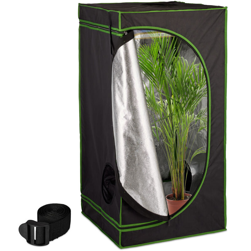 Relaxdays Grow Tent, Plant Cultivation, Reflective Inner Foil, Mini Greenhouse, Hxwxd, 120 X 60 X 60 Cm, Black/green