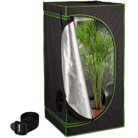   Growbox, HxBxT: 120x60x60 cm, Pflanzen Anbau, Reflexionsfolie innen, verdunkeltes Zuchtzelt, schwarz/grün